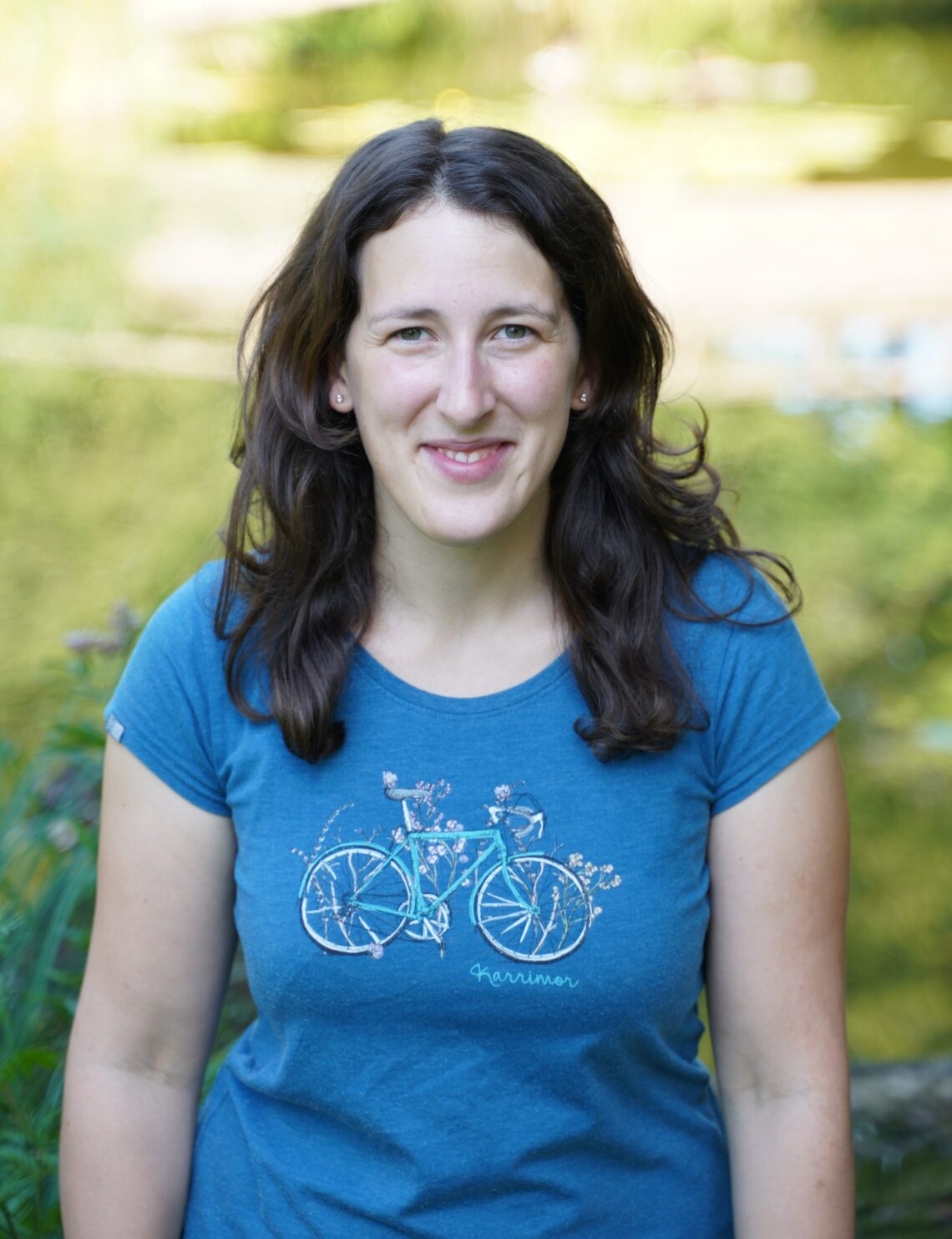 A person in a blue shirt