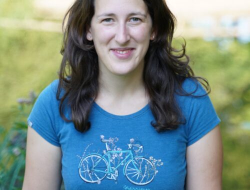 A person in a blue shirt